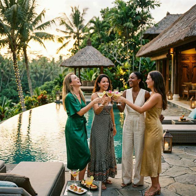 Vibrant and energetic hens and bucks party celebration in Bali